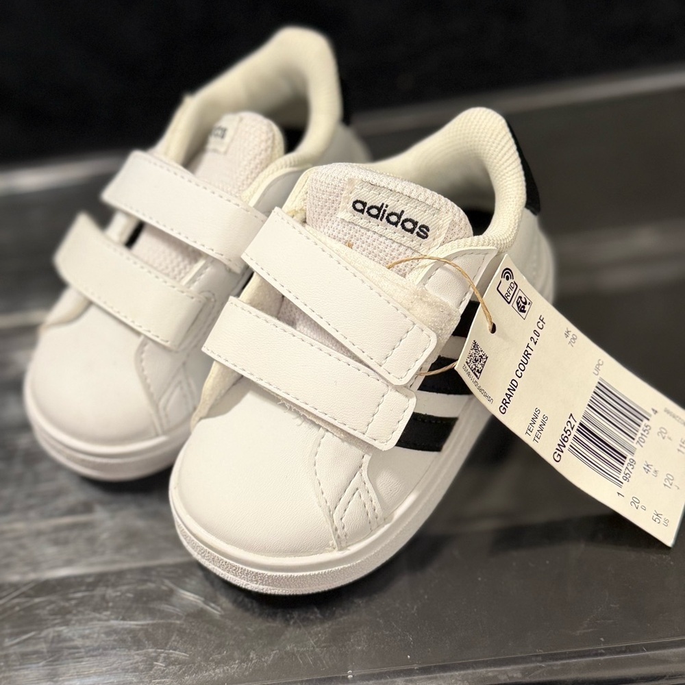 Adidas baby White Black Velcro Strap Sneakers - Picture 10 of 12